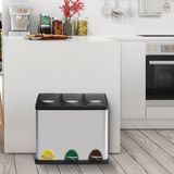 MSV Afvalemmer met 3 Compartimenten – Afvalscheidingssysteem Sorteeremmer 3x 8 Liter voor Keuken en Kantoor