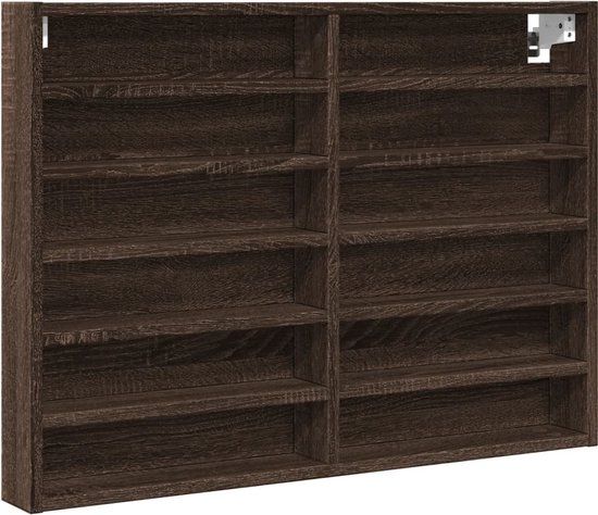 vidaXL Vitrinekast 80x8,5x58 cm bewerkt hout bruin eikenkleurig