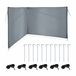 Relaxdays windscherm, zichtdoek camping & strand, HxB 1,5x4 m, stalen stangen, polyester, haringen & scheerlijnen, grijs