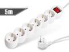 Delight Witte 6-voudige stekkerdoos, verlengsnoer en 5 meter kabel - ideaal voor thuis en kantoor. Inclusief CEE 7/7 stekker, power strip, verlengsnoer, witte verdeeldoos, 16A, 250V AC, met schakelaar [20232]