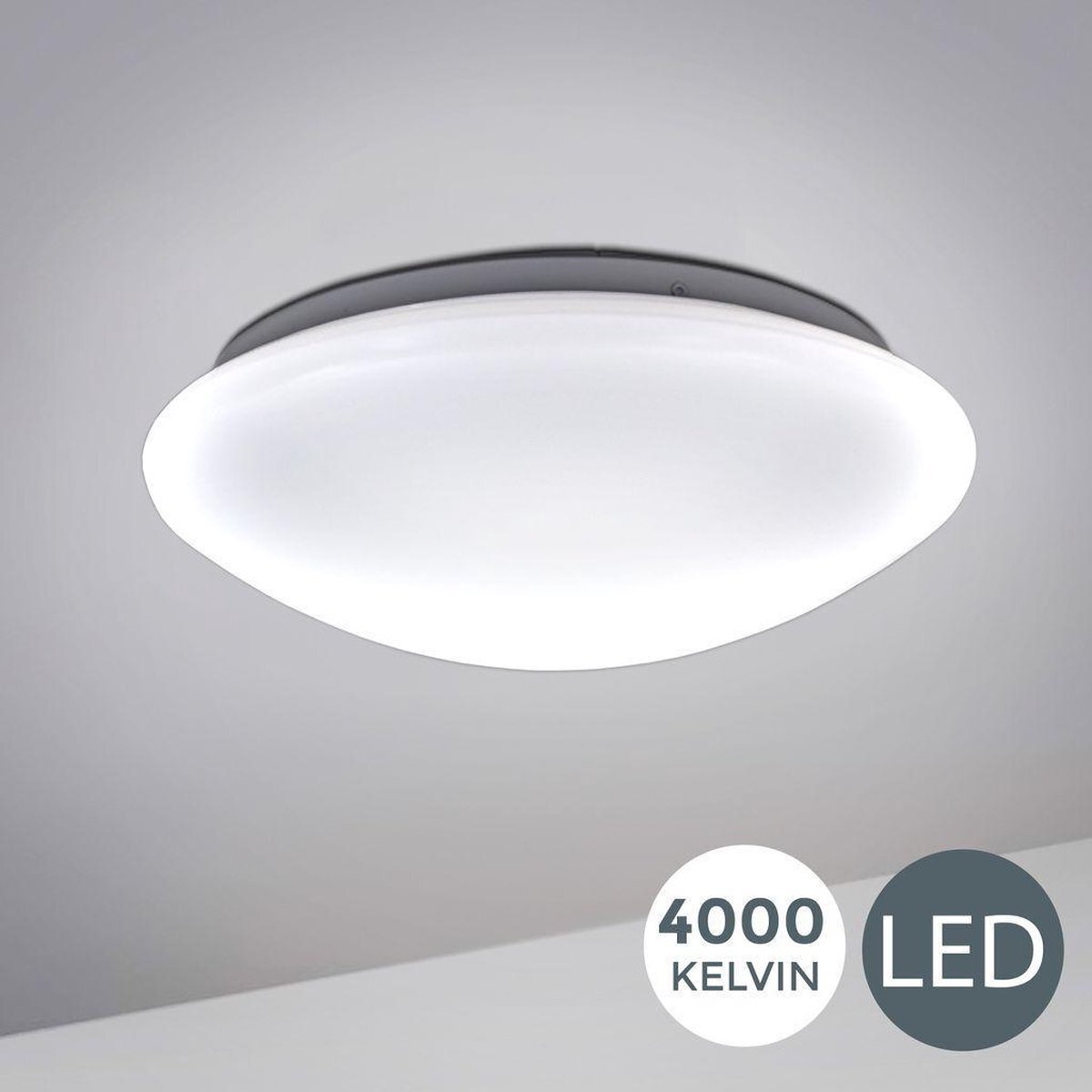 B.K.Licht - LED Badkamerverlichting - plafondlamp - witte badkamerlamp - IP44 - ronde - Ø29cm - met 1 lichtpunt - 4.000K - 1.200Lm - 12W