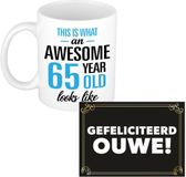 Bellatio Decorations Koffiemok 65 Jaar Man Lichtblauw Keramiek 300ml
