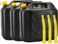 Discountershop B.V. Jerrycan 20 Liter Zwart – Set van 3 Stuks – Kunststof Jerrycans voor Benzine & Diesel – Brandstof Jerrycan met Schroefdop