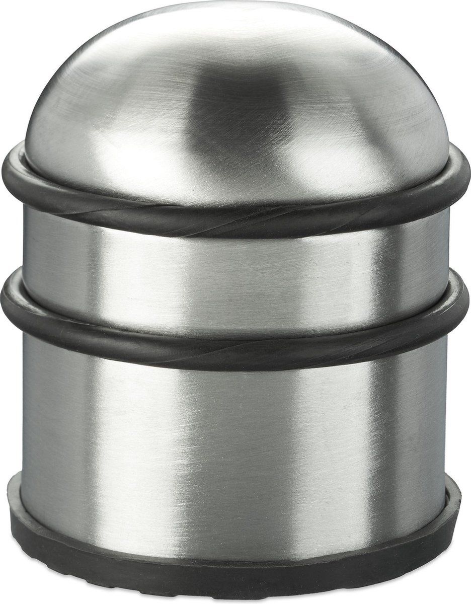 Relaxdays Deurstopper Rvs - Deurbuffer Rond - Deurvastzetter Zilver - Deurstop Metaal