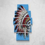 Homemania Skull-afbeelding, 5-delig, kunst en graffiti, voor woonkamer, slaapkamer, meerkleurig, 100 x 3 x 60 cm, -HM205PKNV-65, polyester, hout