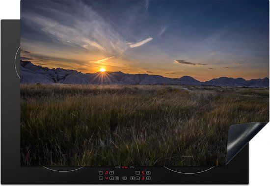 KitchenYeah® Inductie beschermer 77x51 cm - Zon gaat onder achter de bergen - Inductie beschermer voor kookplaat