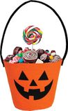 FIESTAS GUIRCA Vilten snoepemmer in de vorm van pompoen en kat, accessoires voor trucs of snoepjes en Halloween-decoraties, ideaal voor feestjes en feesten