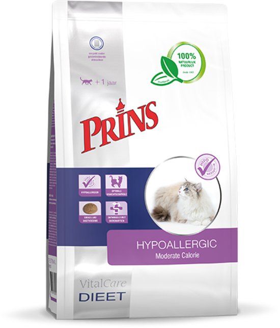 Prins VitalCare Diet Hypoallergic Moderate Calorie Kat - 1.5 kg - Graanvrij