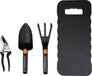 BLACK+DECKER Tuingereedschap Set 4 Stuks - Kniemat, Snoeischaar, Schep en Tuinklauw - Zwart/Oranje
