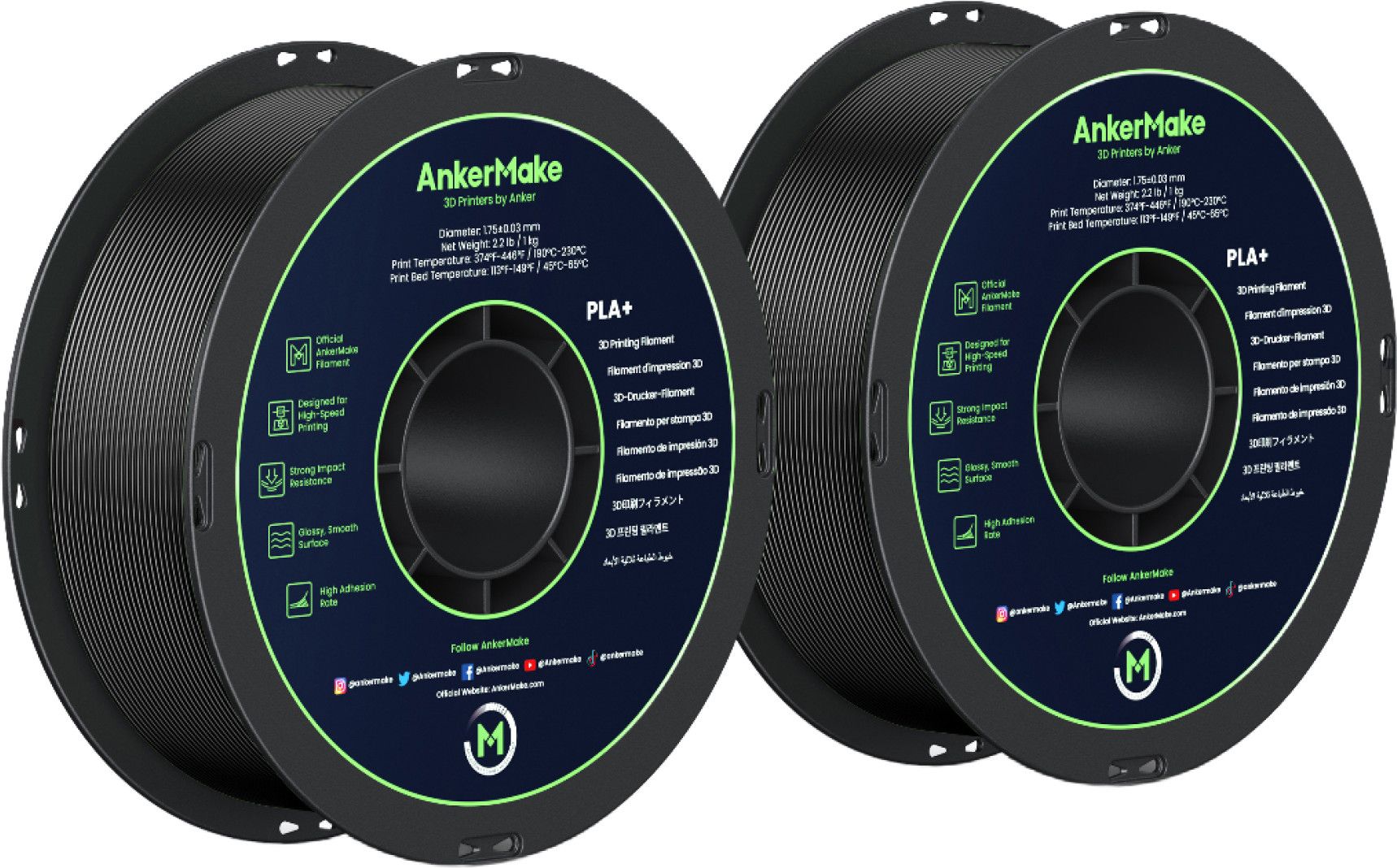 AnkerMake PLA+ Filament Zwart 2 pack