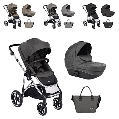 Kikka Boo Thea 2-in-1 kinderwagen, luiertas, voetafdekking, mand, kleur: donkergrijs