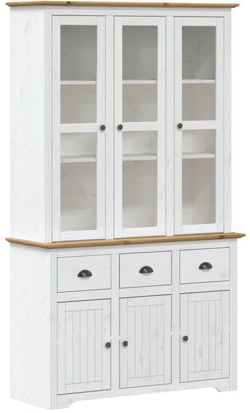 vidaXL Hoge kast BODO grenenhout wit en bruin 115,5x43x200,5 cm