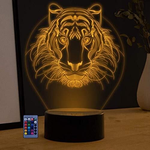 HPBN8 Ltd Creatieve 3D Leeuw Nachtlampje USB Aangedreven Afstandsbediening Raak Schakelaar Decor Tafellamp 7/16 Kleur Veranderende LED Tafellamp Verjaardagscadeau Kinderen Cadeau Decor Cadeau Kerst Decoratie