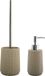 MSV Toiletborstel in houder 35 cm/zeeppompje 275 ml set Squares - Polyresin/RVS - taupe/beige