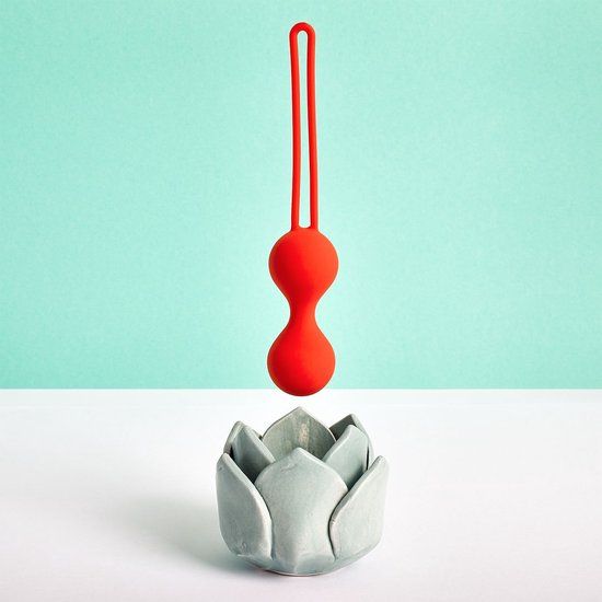 EIS, lustkogels "Work Out", Ø 3 cm, huidvriendelijk siliconen met terugtrekband, 61 g, rood