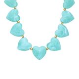 Lucardi Dames Stainless steel kralenketting hart voor dames - Ketting - Staal - Goudkleurig - 47 cm