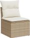 vidaXL Salon de jardin 7 pièces Beige Poly rotin