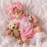 Poupée bébé reborn, 43 cm, dormant, avec corps en tissu et détails en vinyle, modèle fille