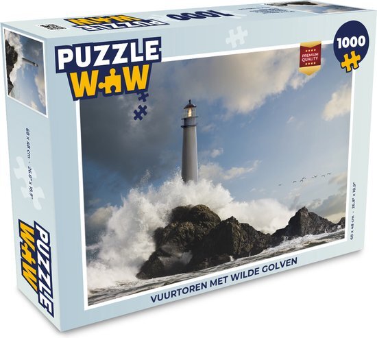 MuchoWow Puzzel Vuurtoren met wilde golven - Legpuzzel - Puzzel 1000 stukjes volwassenen