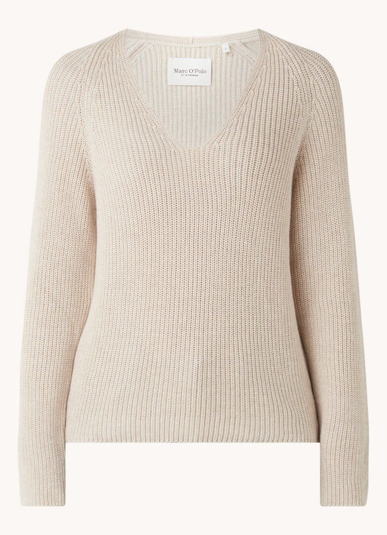 Marc O'Polo Grofgebreide trui van biologisch katoen met V-hals