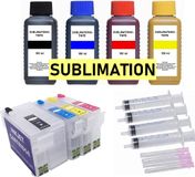 Epson Cartouches rechargeables, compatibles avec T27 XL, plus 400 ml d'encre de sublimation pour WF-3620, 3620, 3640, 7110, 7210, 7610, 7615, 7620, 7710, 7715, 7720