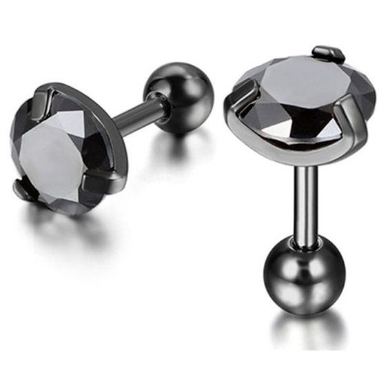 Mendes Lookinggoodtoday Heren oorbellen Black Royal King Crown Zwart-3mm