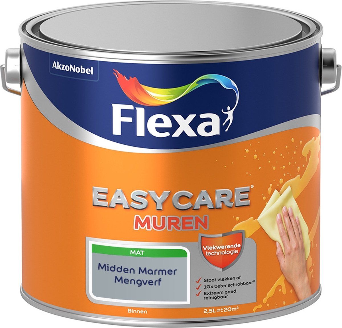 FLEXA Easycare Muurverf - Mat - Midden Marmer - 2,5 liter