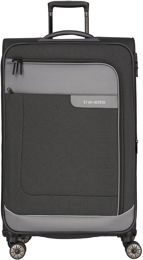 Travelite Viia 4 Wiel Trolley L Expandable Anthracite - 77cm - Hardcase - Grijs