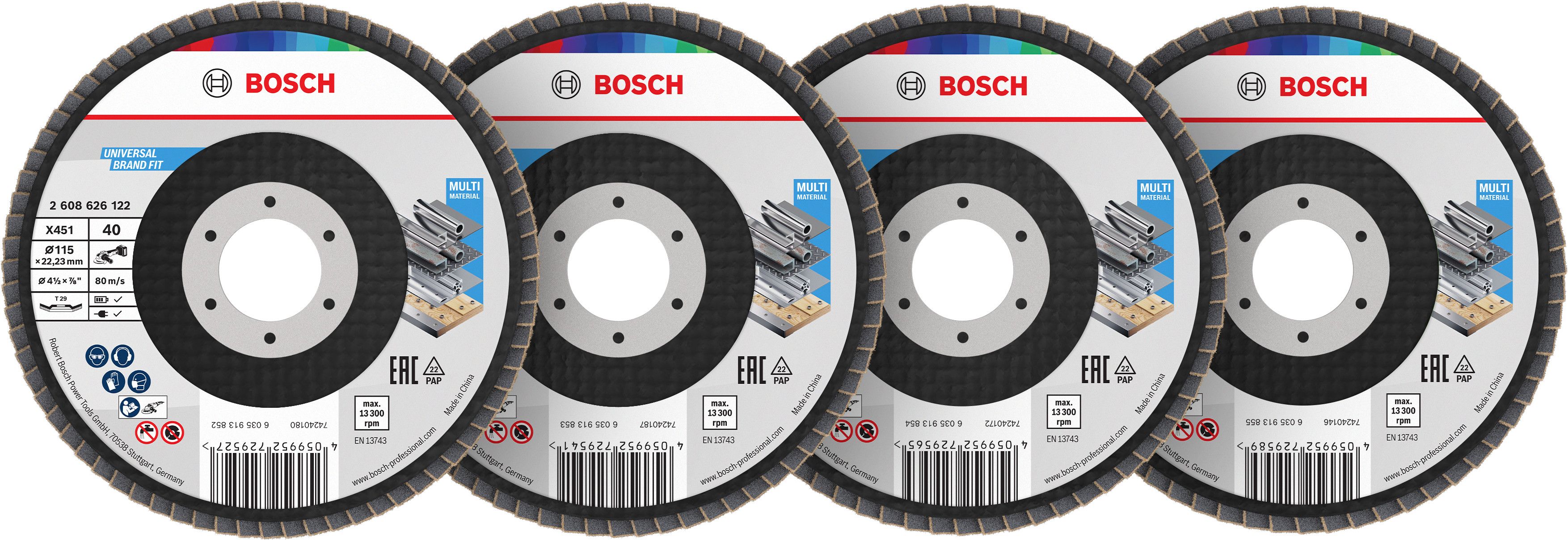 Bosch Accessoires X451 Lamellenschuurschijfset | 115 x 22,23 mm | G40; 60; 80; 120 | T29 | 15 stuks - 2608626161