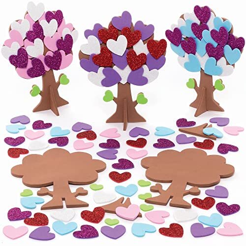 Baker Ross Love Heart Boom Spons Rubber Decoratie Craft Set - 5 Pack, Pasen Decoratie voor kinderen om te knutselen (FC455)