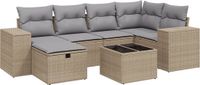 vidaXL 7-delige loungeset met kussens, polyrattan, beige