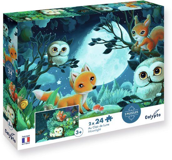 Calypto Tiere in der Nacht 2x24 Teile Puzzle