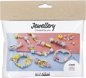Creativ Company CC Mini Craft Kit Jewellery, Necklace, bracelets, earrings, light blue, light red, yellow, 1 pack