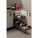 Häfele UTENSIO ST10 PLUS INLINE CORNER tiroir d'angle avec 4 étagères, anthracite / verre fumé, 50 kg, largeur de meuble 900 mm, hauteur intérieure de meuble 489 - 548 mm