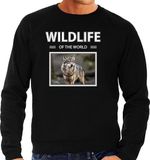 Bellatio Decorations Shoppartners Bv Dieren foto sweater Wolf - zwart - heren - L