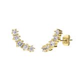 Lucardi Dames Stalen goldplated vintage oorknoppen met wit zirkonia