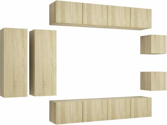 vidaXL 8-delige Tv-meubelset bewerkt hout sonoma eikenkleurig