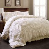Lush Decor Dekbedset, polyester, ivoor, kingsize