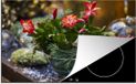 Merkloos KitchenYeah® Inductie beschermer 77x51 cm - Lidcactus met rode bloemen - Inductiebeschermer