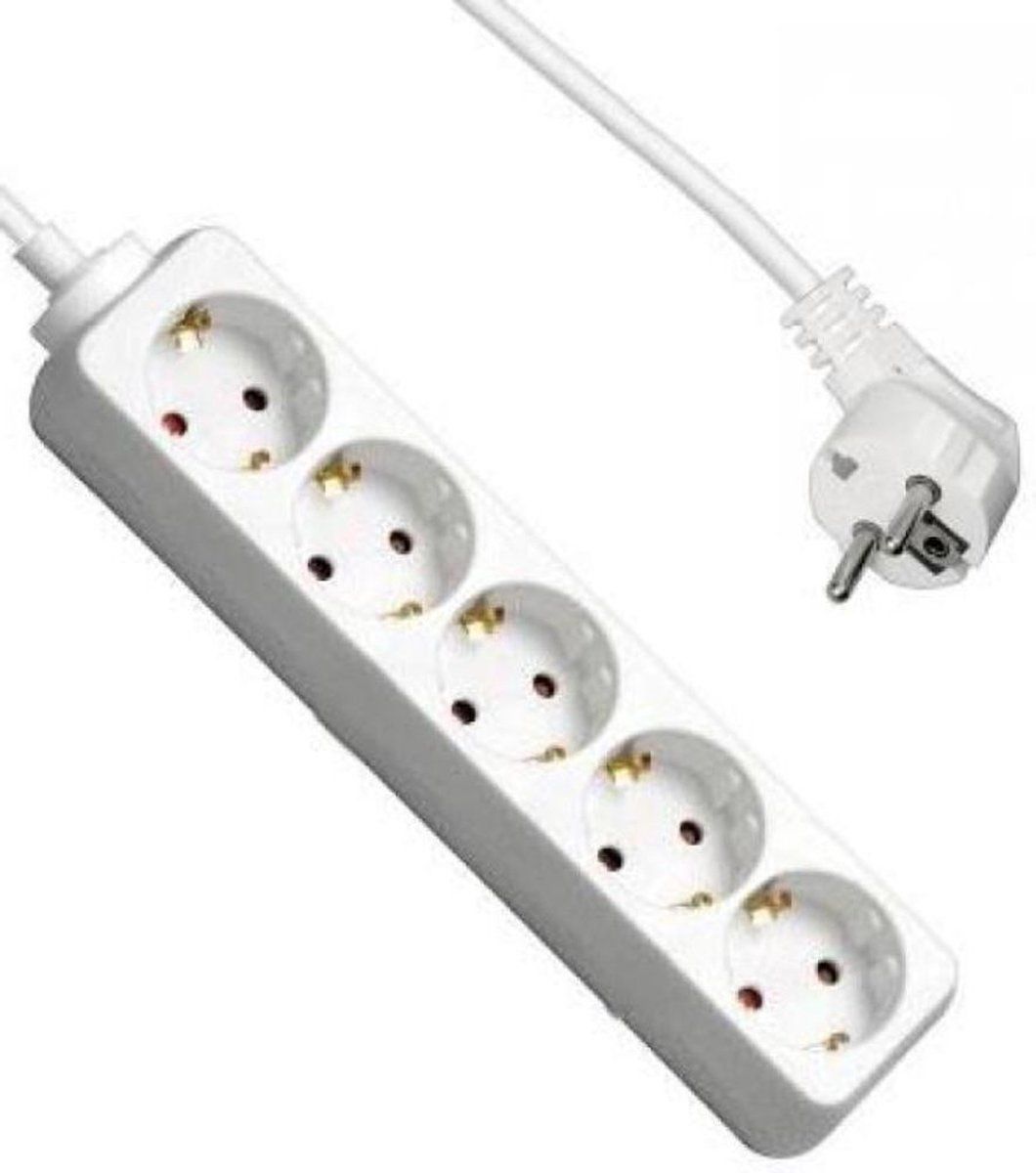 Allteq Stekkerdoos - 5-voudig - 5 meter - Wit