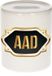 Bellatio Decorations Shoppartners Bv Spaarpot met voornaam Aad - wit - met goud/zwart embleem - 8 x 9 cm - keramiek - met afsluitdop - cadeau verjaardag