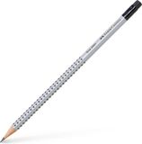 Faber-Castell GRIP 2001 B Potlood met Gum - Grijs - 12 Stuks