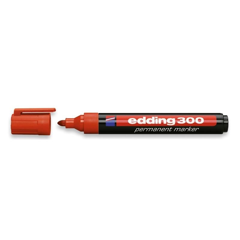 Edding 300 Permanente markers, rood, zwart, 10 stuks