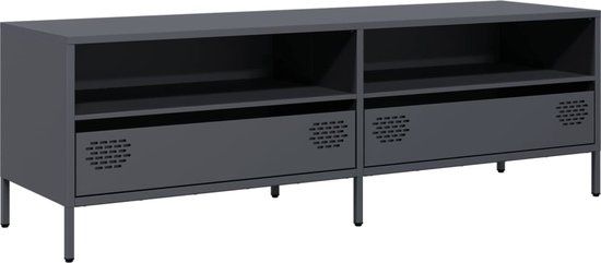 vidaXL Tv-meubel 135x39x43,5 cm koudgewalst staal antracietkleurig