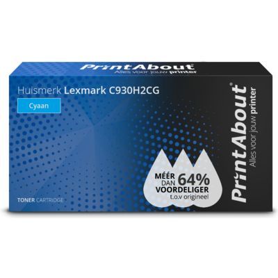 PrintAbout Huismerk Lexmark C930H2CG Toner Cyaan Hoge capaciteit