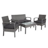 Casaria® Polyrattan Tuinset - Incl. Kussens Weerbestendig - Grijs