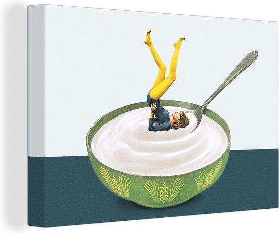 OneMillionCanvasses Canvas Schilderij - Abstract - Yoghurt - 30x20 cm - Modern