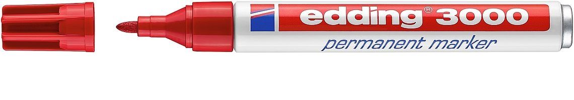 Edding 3000 Permanent Marker - Red - Bullet Tip - 1.5-3mm