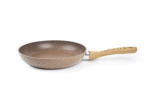 Excelsa Wood & Stone braadpan met antiaanbaklaag, 28 cm, gesmeed aluminium, bruin