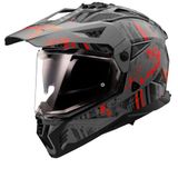 LS2 MX702 Pioneer II Crazy Zwart Rood Adventure Helm